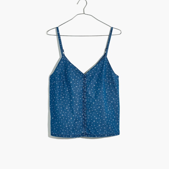 Denim Button-Down Cami in Star Jacquard - Picture 3 of 4